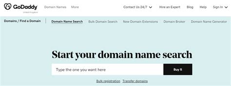 GoDaddy Domain Search .